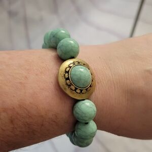 Faux Turquoise Beaded Stretch Bracelet